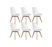 Lot de 6 chaise H. 82.5 cm non empilable non pliable en bois massif interieur blanc