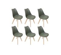 Lot de 6 chaise H. 82.5 cm non empilable non pliable interieur en bois massif vert