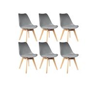 Lot de 6 chaise H. 83 cm non empilable non pliable en bois massif interieur gris