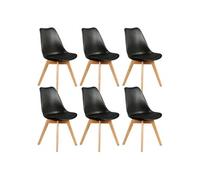 Lot de 6 chaise H. 83 cm non empilable non pliable interieur en bois massif noir