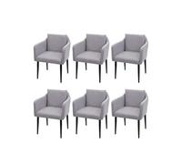 Lot de 6 chaises de salle à manger HWC-H93, chaise de cuisine fauteuil tissu/textile gris clair