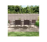 Lot de 6 chaise H. 84 cm empilable non pliable en rotin exterieur marron