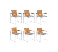 Lot de 6 chaise vidaxl H. 85 cm empilable non pliable exterieur en acacia marron marron G