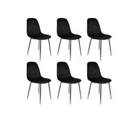 ALESSIA - Lot de 6 Chaises Velours Côtelé Noires -