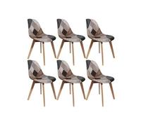 MELO - Lot de 6 Chaises Scandinaves Aspect Vieux Cuir - Altobuy Multicolore G