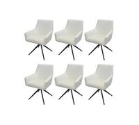 Lot de 6 chaises de salle à manger HWC-L91, chaise de cuisine accoudoir pivotant Auto-Position tissu/textile crème-beige