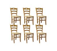 Lot de 6 chaise H. 88 cm non empilable non pliable en bois interieur bois
