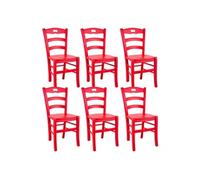 Lot de 6 chaise H. 88 cm non empilable non pliable interieur en bois rouge