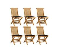 Lot de 4 Chaises de Jardin avec Coussins Siège Anthracite Bois de Teck vidaXL