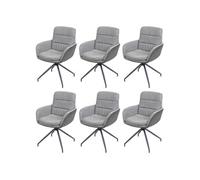 Lot de 6 chaises de salle à manger HWC-K32, chaise de cuisine, chaise pivotante Auto-Position, tissu/textile gris-gris foncé