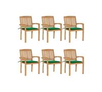 Lot de 6 chaise vidaxl H. 90 cm en teck vert exterieur Marron G