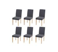Lot de 6 chaises de séjour Littau tissu gris anthracite, pieds clairs