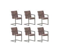 Lot de 6 chaise vidaxl H. 91 cm empilable non pliable en fer interieur marron marron G