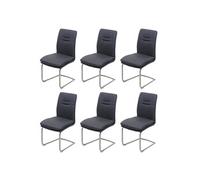 6x chaise de salle à manger HWC-H70, chaise de cuisine, tissu/textile acier brossé gris foncé