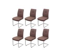 Lot De 6 Chaises De Salle À Manger Hwc-H70, Chaise De Cuisine À Piétement Luge, Tissu/Textile Inox Brossé Marron Multicolore