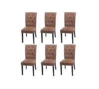 Mendler – Lot de 6 chaises Chesterfield II – tissu marron, rivets, H. 98 cm, non pliables