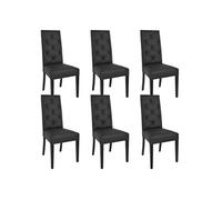 Lot de 6 chaise H. 99 cm non empilable non pliable en bois massif interieur noir