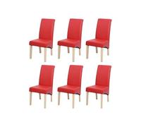 6x Chaise de salle à manger Chaise M37 similicuir mat, rouge, pieds clairs