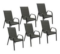 Lot de 6 chaise happy garden exterieur empilable non pliable en aluminium H. 92.5 cm gris Gris G