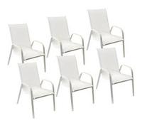 Lot de 6 chaise HAPPY GARDEN H. 92.5 cm empilable non pliable exterieur en aluminium blanc Blanc G