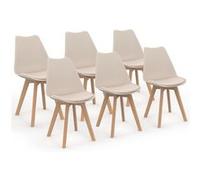 Lot de 6 chaise id market H. 79.5 cm non pliable interieur en bois beige blanc G