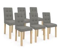 IDMarket - Lot de 6 chaises POLGA capitonnées Grises pour Salle à Manger