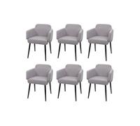 Lot De 6 Chaises De Salle À Manger Hwc-L13, Chaise Rembourrée, Chaise De Cuisine Avec Accoudoirs, Tissu/Textile Métal Gris Multicolore