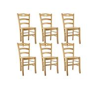Lot de 6 chaise interieur non empilable non pliable en bois H. 88 cm beige