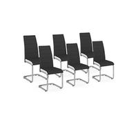 IDMarket Chaises Mia – Noires à liseré blanc pour salle à manger – Lot de 6