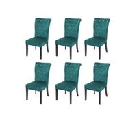 6x chaise de salle à manger HWC-D22, chaise de cuisine, rivets velours vert foncé, pieds noirs