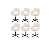 Lot De 6 Chaises De Salle À Manger Hwc-A50 Iv, Chaise De Cuisine, Rétro Réglable En Hauteur Mécanisme Rotatif Similicuir Crème Multicolore