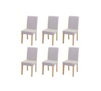 Lot de 6 chaises de salle à manger Chaise de cuisine Littau textile, crème-beige, pieds clairs