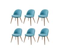 6x chaise de salle à manger HWC-D53, fauteuil, style rétro années 50, en velours bleu turquoise