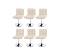 Lot de 6 chaises de salle à manger Kavala, pivotante, similicuir, chrome crème