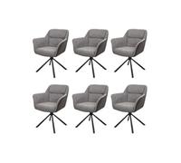 Lot de 6 chaises de salle à manger HWC-K33, chaise de cuisine, pivotante Auto-Position, tissu/textile similicuir, gris-gris foncé