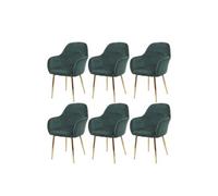 Lot De 6 Chaises De Salle À Manger Hwc-F18, Chaise De Cuisine, Design Rétro Velours Vert, Pieds Dorés Multicolore