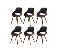 Mendler Chaises de salle à manger HWC-D23 – design rétro – similicuir noir – Lot de 6