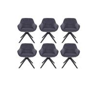 Lot de 6 chaises de salle à manger HWC-K28, chaise de cuisine rembourrée Chaise avec accoudoirs, pivotante, métal tissu/textile gris