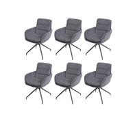 Lot de 6 chaises de salle à manger HWC-K32, chaise de cuisine fauteuil chaise, pivotante position auto, tissu/textile velours côtelé gris