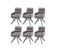 6x Chaise De Salle À Manger Hwc-G66, Cuisine,Pivotante,Auto-Position,Tissu Gris Clair-Gris, Avec Accoudoirs Gris
