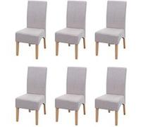 Lot De 6 Chaises De Salle À Manger Latina, Chaise De Cuisine, Tissu/Textile Crème Beige, Pieds Clairs Multicolore