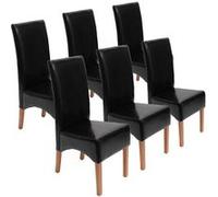 Lot De 6 Chaises Latina, Salle À Manger, Cuir Reconstitué Noir, Pieds Clairs Multicolore