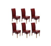 Lot De 6 Chaises Latina, Salle À Manger, Cuir Reconstitué Rouge, Pieds Clairs Multicolore