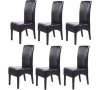 Lot De 6 Chaises Latina, Salle À Manger, Cuir Reconstitué Noir, Pieds Foncés Multicolore