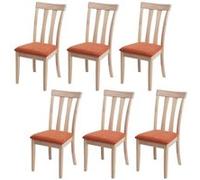 6x Chaise De Salle À Manger Hwc-G46 Tissu/Textile Bois Massif Cadre Naturel, Orange Multicolore