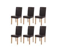 Lot De 6 Chaises De Séjour Littau Cuir Reconstitué Marron, Pieds Clairs Multicolore