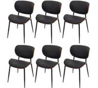 Mendler Lot de 6 chaises de Salle à Manger HWC-O45 280g/m² Imitation Noyer, Noir