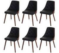 6x Chaise De Salle À Manger Osijek, Fauteuil, Aspect Noix, Bois Cintré Similicuir, Noir Noir