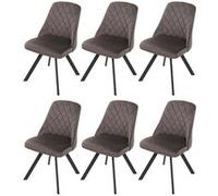 Lot De 6 Chaises De Salle À Manger Hwc-K25, Chaise De Cuisine, Métal Velours Brun Foncé Multicolore