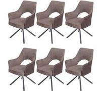 Lot de 6 chaises de salle à manger HWC-K30, fauteuil de cuisine, pivotant Auto-Position, tissu/textile brun-brun foncé